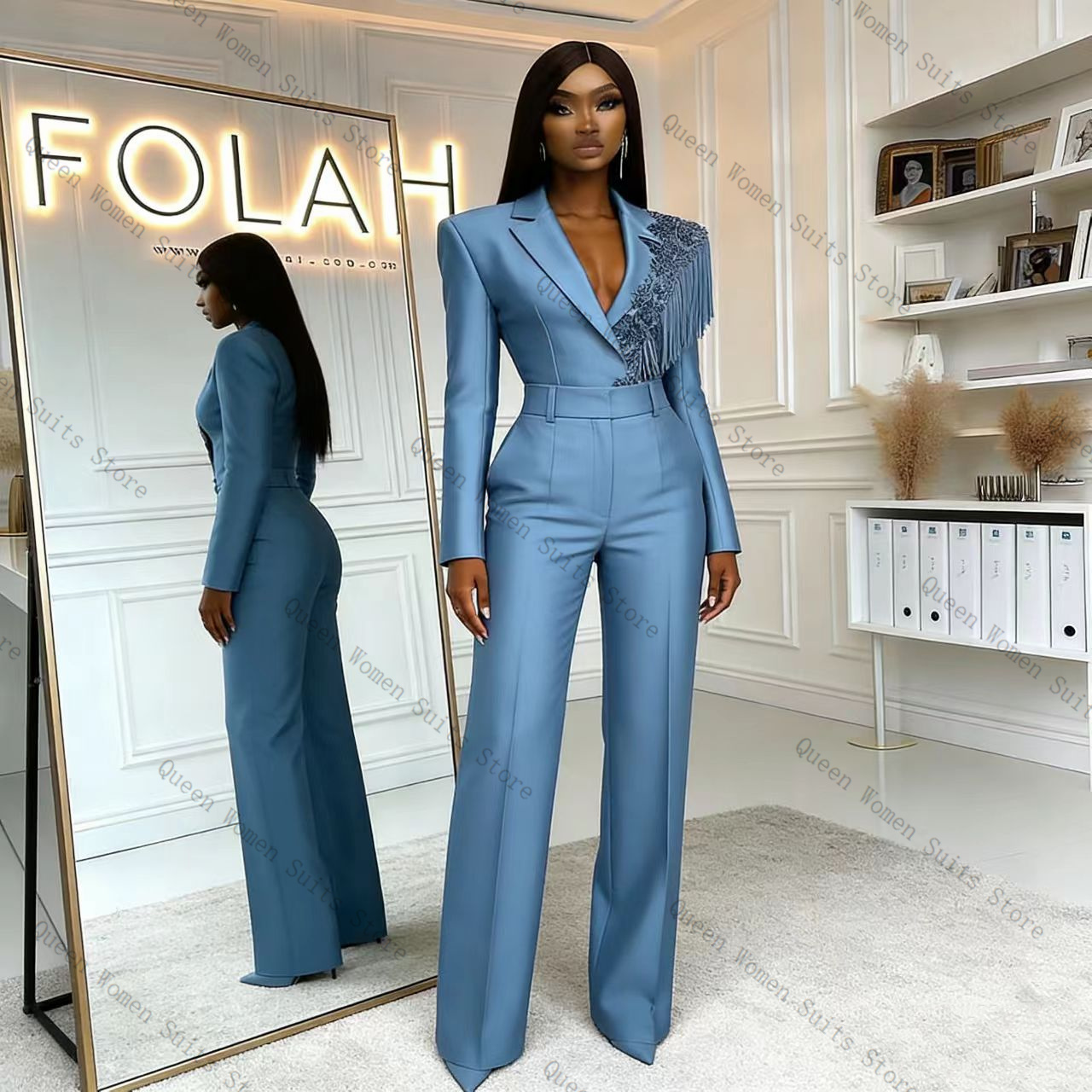 Tassel Blue Women Suit Pants S - đánh giá và giá Women Formal Wear Coat