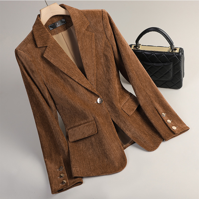 Yellow Gold Velvet Blazer Wome - đánh giá và giá Women Formal Wear Coat