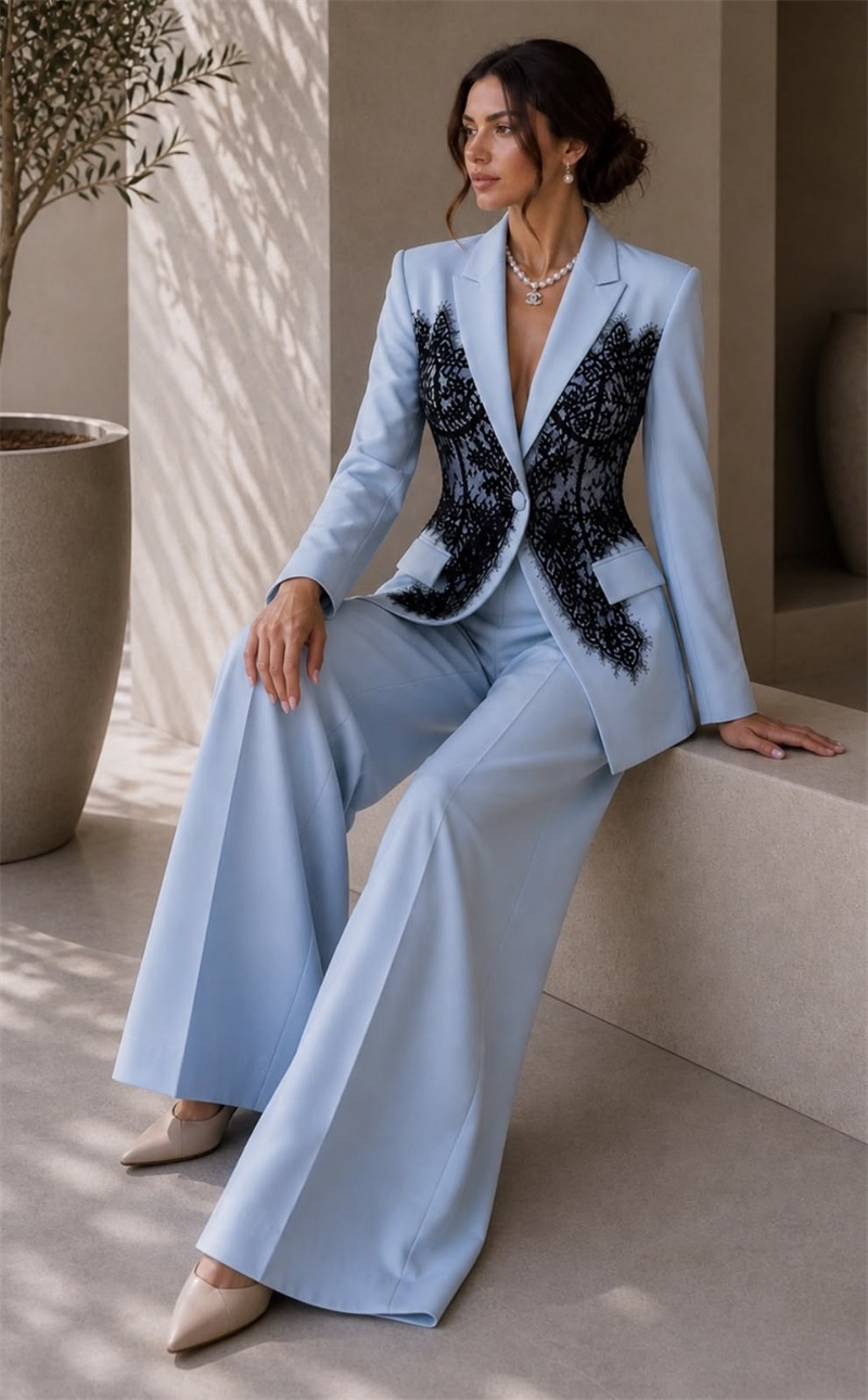 Fashion Blue Women Suits Set 2 - đánh giá và giá Women Formal Wear Coat